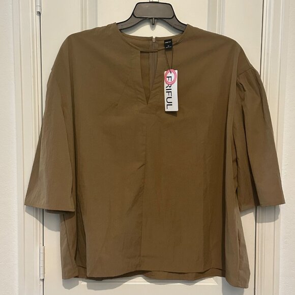 Friful Womens Blouse XL Brown 3/4 Sleeve Made In China - Picture 2 of 9